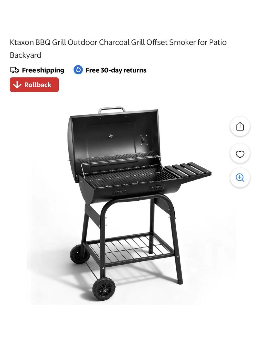 Ktaxon BBQ Grill Outdoor Charcoal Grill Offset Smoker for Patio Backyard